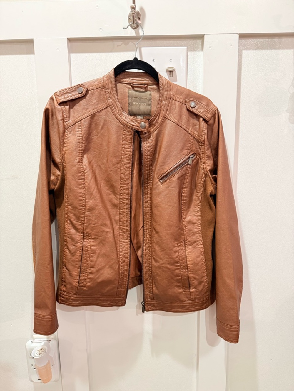 Maurices Tan Faux Leather Moto Jacket